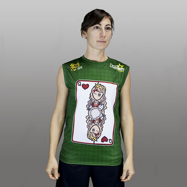 woman wearing a green sleeveless jersey