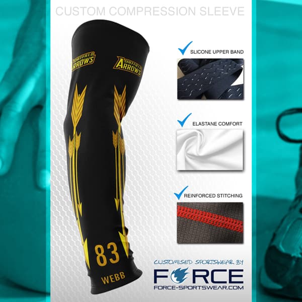 ontwerp voor een compressiemouw in geel en zwart