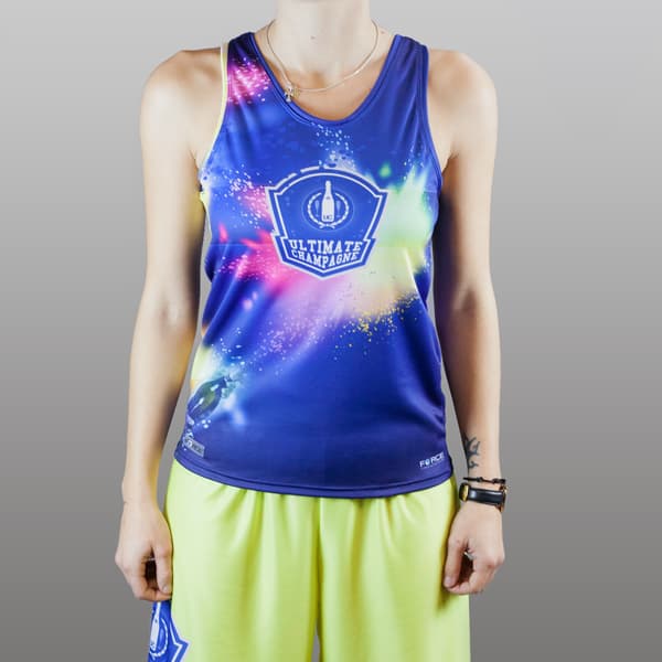 torso of woman wearing a blue tank top